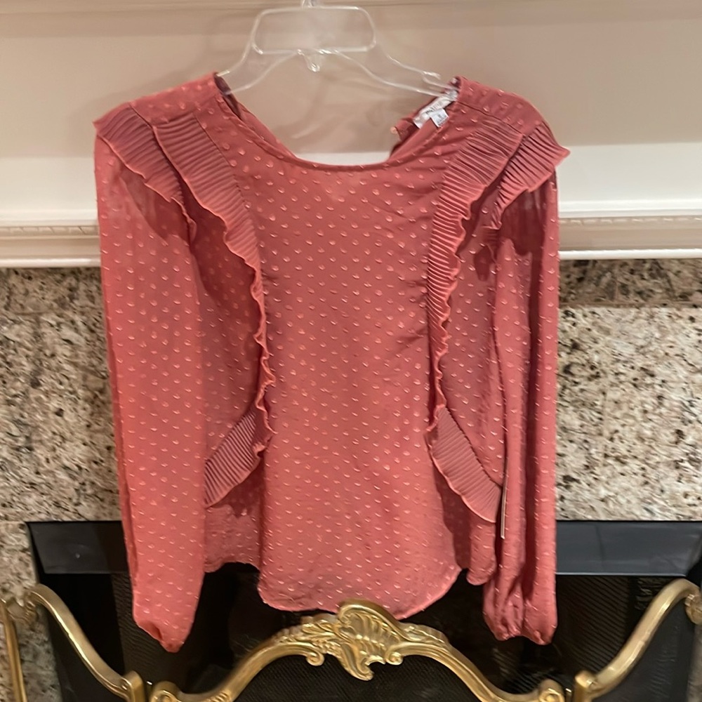 Blashe rust Ruffle blouse size small NWT